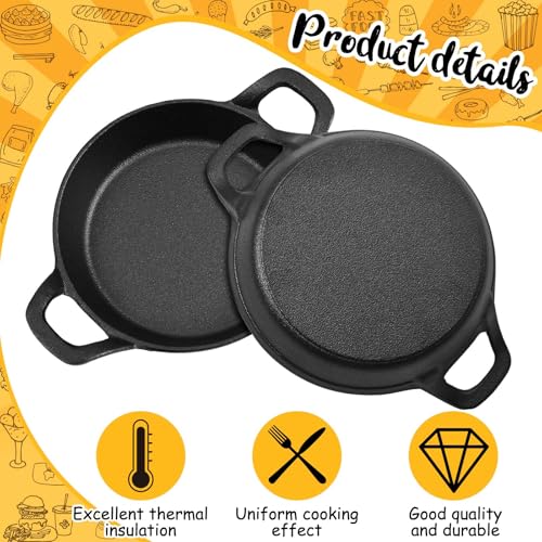 Mini Cast Iron Skillet Set - 10 Pack 6.3x6.3 Inch Small Frying Pans with Double Handles