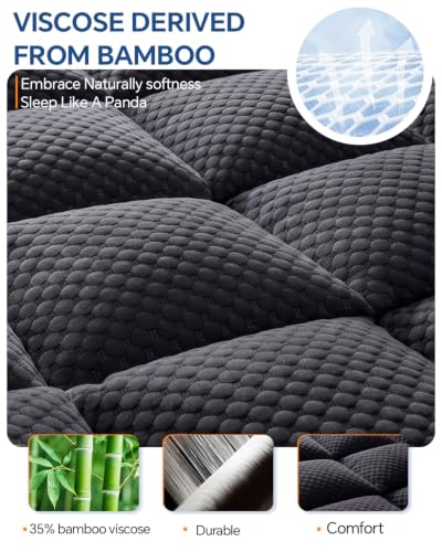 Dual Layer Memory Foam Mattress Topper Twin XL Black - Cooling & Support