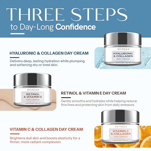 Skin 2.0 Korean 3 Day Cream Set for Women - Hydrating, Brightening & Smoothing