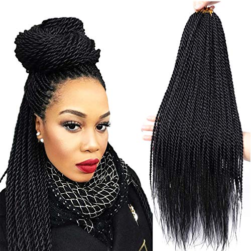 NAYOO Senegalese Twist Crochet Hair 22 Inch 8 Pack for Black Women, Hot Water Curlable, 1B