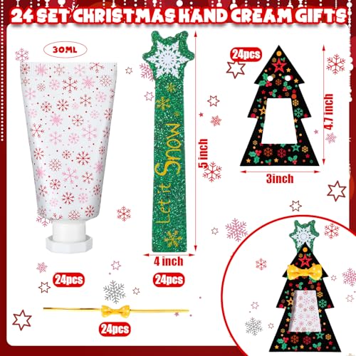 24 Christmas Hand Cream with Nail File Gifts Set Snowflake Hand Cream & Nail File Christmas Party Favors Travel Size Skin Lotion Xmas Party Supplies for Guests