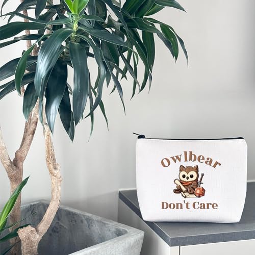 WCGXKO BG3 Gift for Game Owlbear Don't Care Zipper Pouch Makeup Bag (B-Owlbear), beige