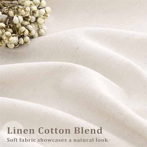 Natural Linen Sheer Pleated Curtains - 100W x 108L Cream with Variation Natural