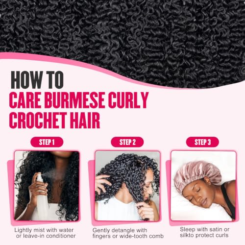 10 Inch Burmese Curly Crochet Hair for Black Women - Pre-Looped, Natural Look, 8 Packs