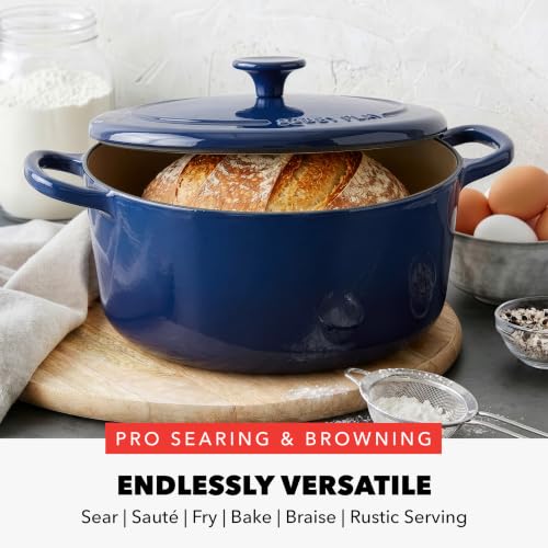 GreenPan x Bobby Flay 5.5QT Navy Enameled Cast Iron Dutch Oven with Lid - Cobalt Blue Variation