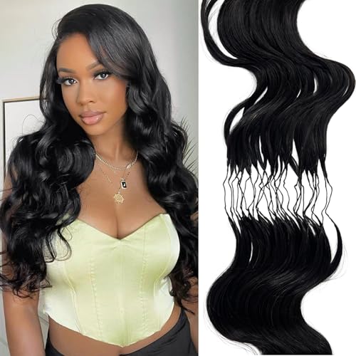 60g 50Strands Feather Crochet Hair Extensions 16 Inch Body Wave Human Hair Reusable