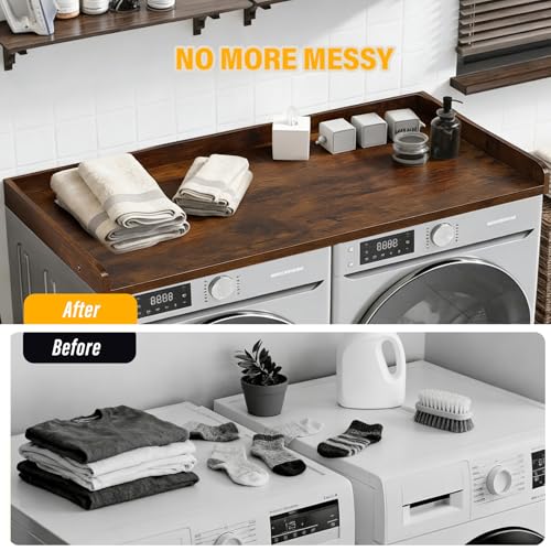 Ewenono Washer Dryer Countertop Shelf 54 x 27.5 Inches Vintage Brown Variation