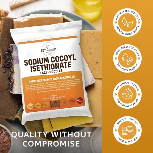 Sodium Cocoyl Isethionate (SCI) Noodles - Natural Sulfate-Free Cleanser for Shampoo Bars, Body Wash & Facial Cleansers - 1 Lb