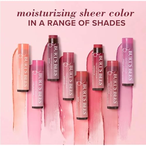Burt's Bees Tinted Lip Balm | 3 Lip Balms - Red Dahlia, Hibiscus, Zinnia