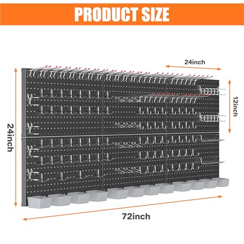 Garage Tool Organizer Boards Kit with Hooks - Black