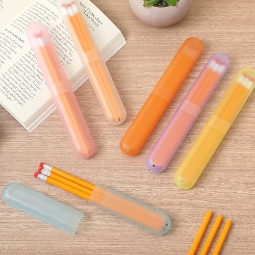 24 Pack Pastel Travel Toothbrush Holders with Pencils - Classroom & Travel Storage