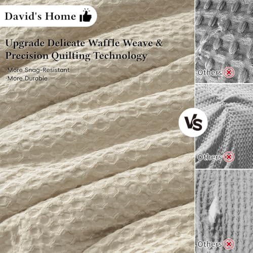 California King Linen Comforter Set with Waffle Weave - Summer Breathable Bedding