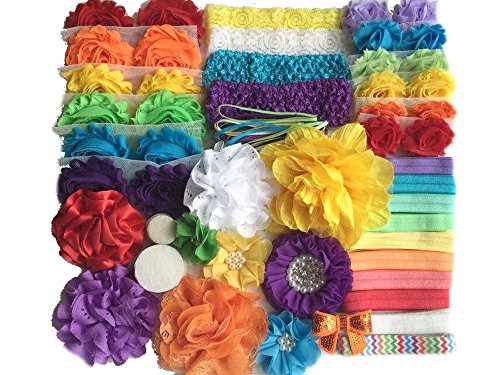 Rainbow Baby Shower Headband Kit — makes 30 headbands with felt, flowers & elastic