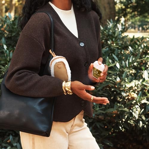 Vegan Shearling Touchland Touchette Pouch with Snap Hook for Hand Sanitizer & Accessories