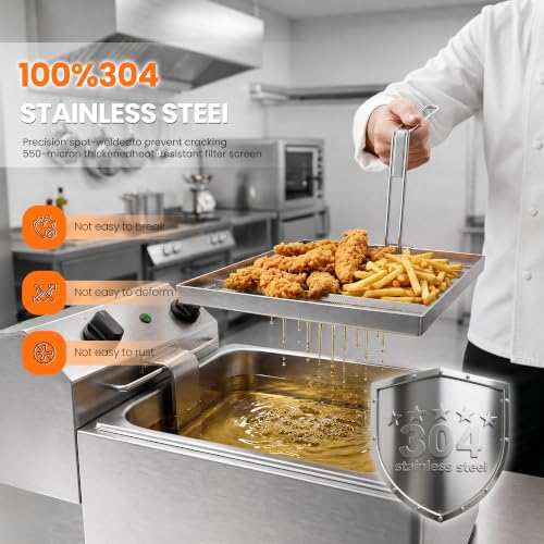 Large Commercial Deep Fryer Filter 550 Micron 304 Stainless Steel, Extend Oil Life 40%, Replacement for Dean Frymaster Pitco Avantco