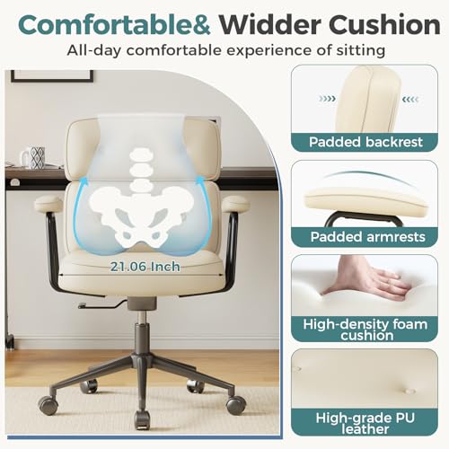 Ergonomic Home Office Desk Chair with PU Leather & Adjustable Features