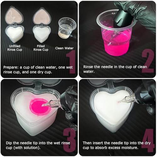 Heart-Shaped Tattoo Dip Foam Cups - 48 Pack, Professional Ink Rinsing & Blotting Supplies