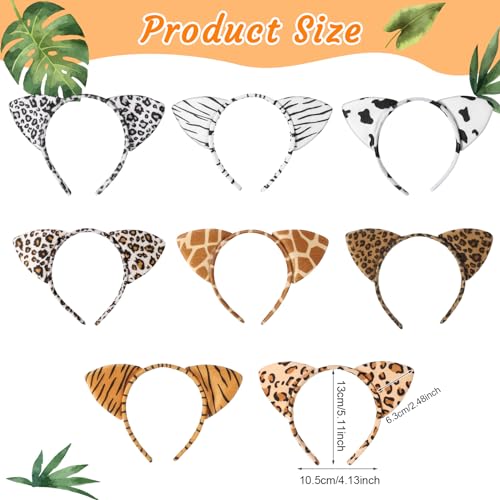 Animal Ears Headband Assortment - Cheetah, Zebra, Leopard for Party & Cosplay (24 Pieces)