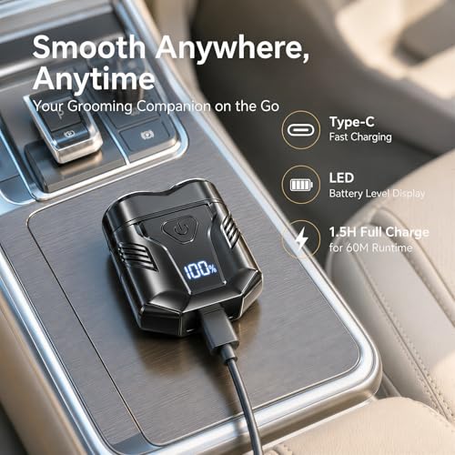 Mini Dual-Head Electric Shaver for Men - Waterproof USB Rechargeable, Black