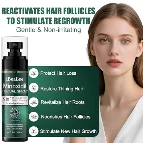 OURMUST Extra Strength 5% Minoxidil Hair Regrowth Spray Pack of 2 - 4.05 Fl Oz Each for Men & Women