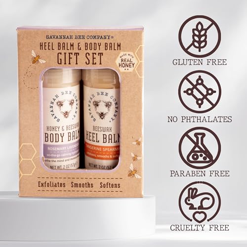 Savannah Bee Heel & Body Balm Duo Gift Set - Beeswax and Honey for Healthy and Hydrated Skin