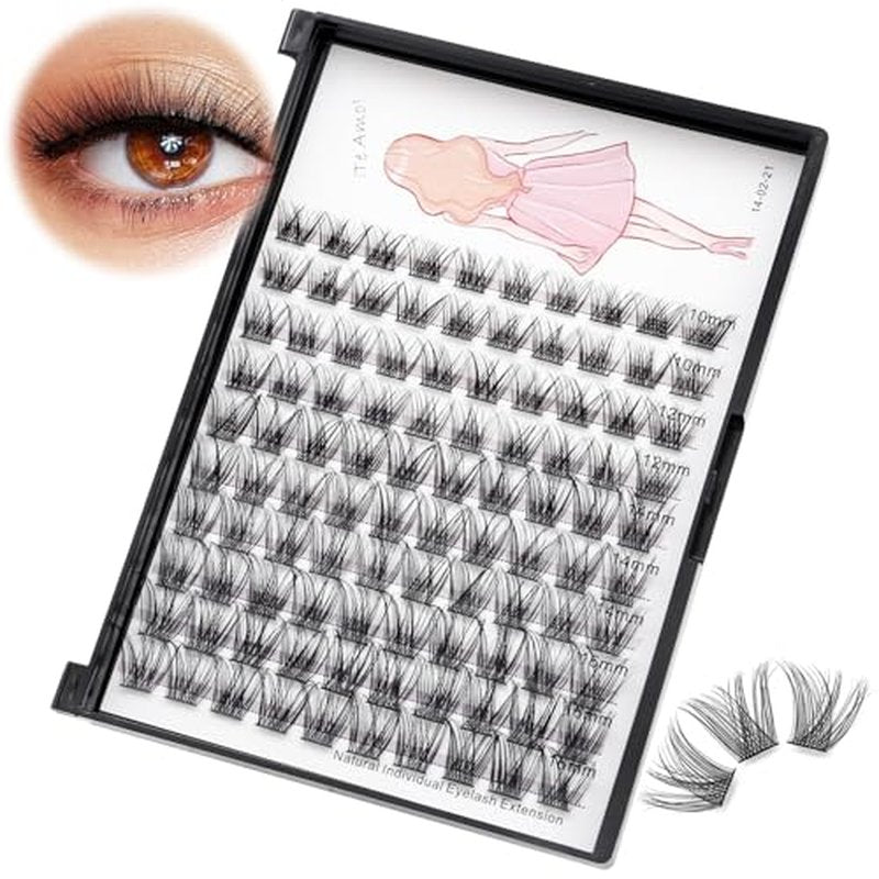 Bodermincer 8-10-12-14-16mm MIX/10-12-14-16mm MIX D Curl Mink Cluster Eyelash Extension Natural 3D Russian Volume Faux Eyelashes Individual Lashes Makeup (12MM)
