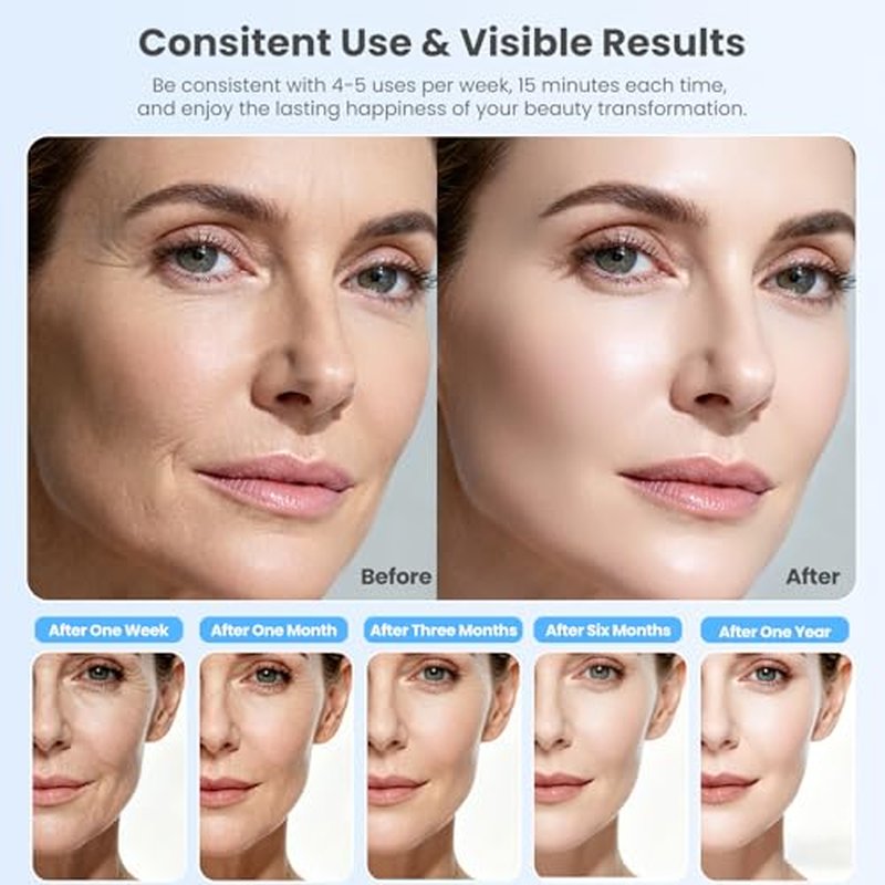 7 Color Light Face and Neck Massager Tool of Double Chin Reducer, Facial Massager with Adjustable Vibration and Thermals for Wrinkles Face Sculpting Tool with Base (White)