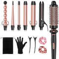 7-in-1 Curling Iron Set with Interchangeable Ceramic Barrels & Flat Iron