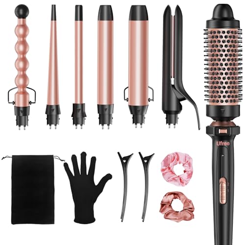 7-in-1 Curling Iron Set with Interchangeable Ceramic Barrels & Flat Iron