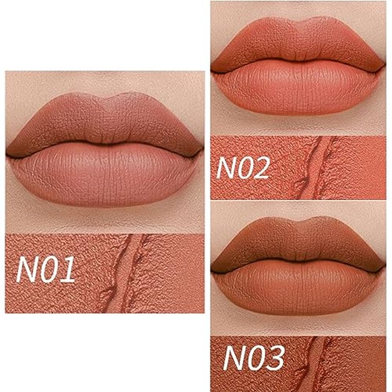 3 Pcs Matte Velvet Lipstick for Women Set,Nude Long Lasting Matte Lip Stick 24H Waterproof for Girls Natural Lip Makeup,Non-Stick Lipstick Makeup for Women,labiales magicos 24 horas originales