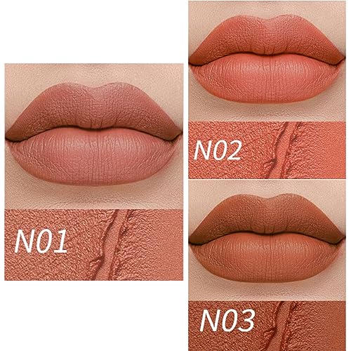 3 Pcs Matte Velvet Lipstick for Women Set,Nude Long Lasting Matte Lip Stick 24H Waterproof for Girls Natural Lip Makeup,Non-Stick Lipstick Makeup for Women,labiales magicos 24 horas originales