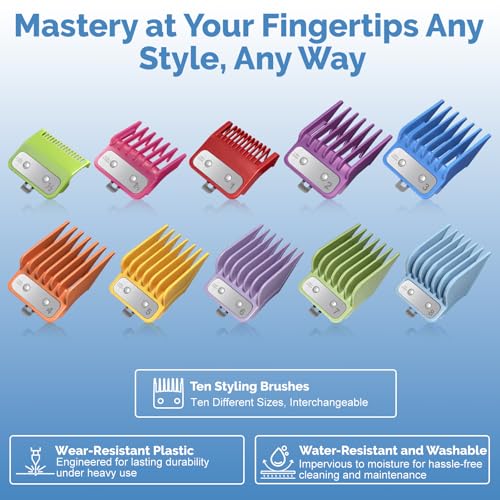 10 Pcs Clipper Guards Set for Wahl Clipper Guards Set with Metal Clip£¬Professional Hair Clipper Guards Cutting Guides Compatible with Most Wahl Clippers from 1/16" to 1"(Colorful£©