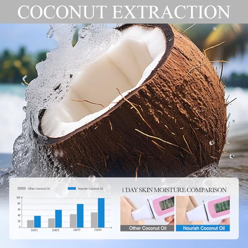 Organic Coconut Oil for Face, Skin, Hair, Natural Cold Pressed Coconut Oil, Deep Hydration, Repair Skin Barrier, Anti-Aging, Reduce Wrinkle & Fine Lines, Tighten Skin, Fast Absorption