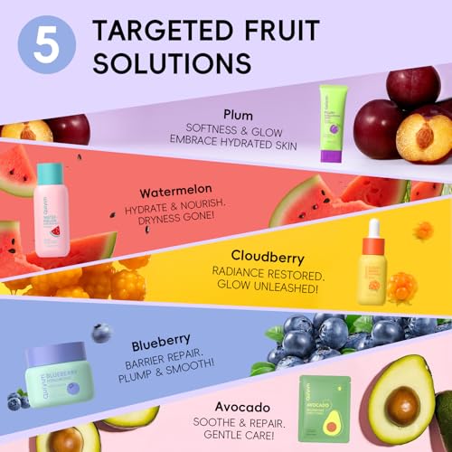 Fruit Skin Care Set for Dry Sensitive Skin - 11 Pieces Natural Hydrating Kit