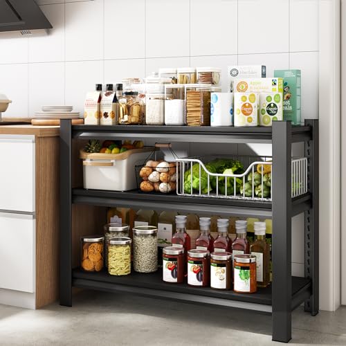 40-Inch Black Heavy Duty Garage Shelving Unit, 1500LBS Capacity, Adjustable 3-Tier Metal Storage Rack
