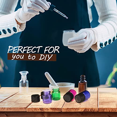Wresty 1ml(1/4 Dram) Gift Package Glass Vial Mixcolor Essential Oils Bottles Mini Glass Bottles Sample Vials With Label And Droppers (100-Pack)