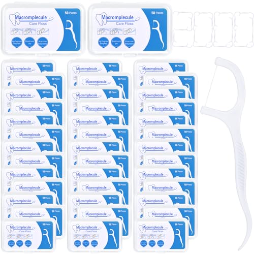 2000 Count Dental Floss Picks with Travel Case - Oral Care Flossers for Family & On-the-Go