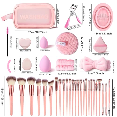 HGHDBT 65Pcs Pink Makeup Brushes Set Professional Makeup Kit Multi-functional Makeup Tool Set with Case Facial Makeup Accessories, Foundation Makeup Brush Kit Eye and Face Make up Brushes & Tools