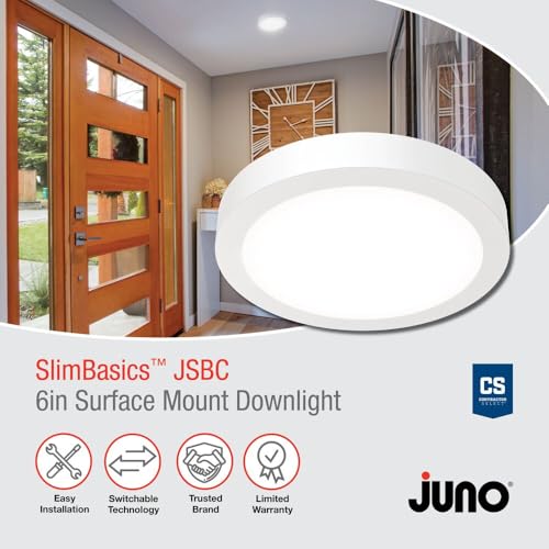 6-Pack LED Ceiling Light 6 Inch Slim Surface Mount Downlight with Selectable White - Wet Rated