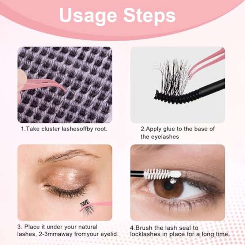 Fenshine Cluster Lashes Individual Lashes Wide Stem C/D Curl 9-15mm Length DIY Eyelash Extension Individual Soft False Lashes for Personal Use at Home (144pcs Mix 9-15MM, Eyelash Extension Kit)