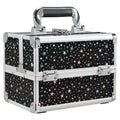 Black Star Makeup Case Organizer with Mirror - Portable Lockable Train Case