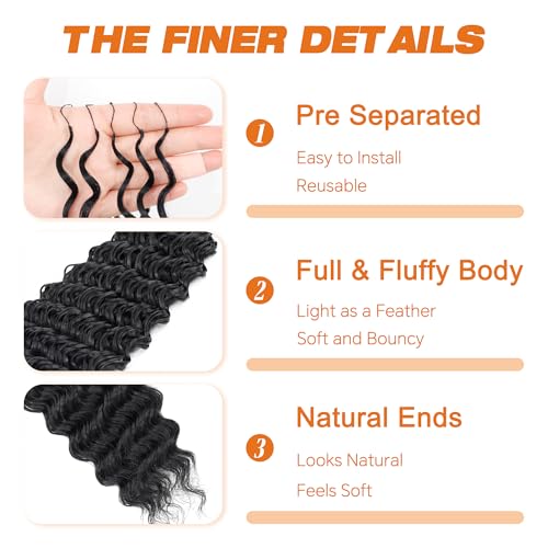 Builson 1b# 18 Inch Human Crochet Hair Feather Crochet Braids - Natural Fullness