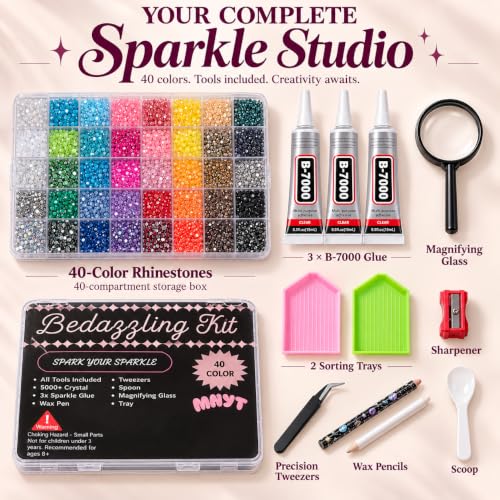 50000Pcs Jelly Rhinestones Craft Kit with Magnifier & Glue for DIY Decor