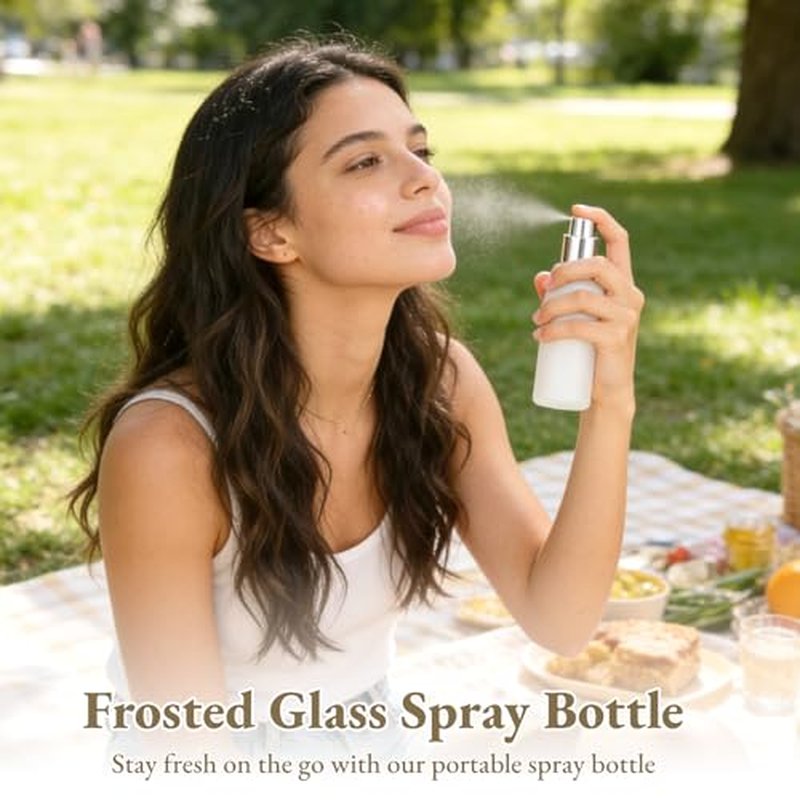 30 Pcs Frosted Glass Spray Bottles, 3.4 oz / 100 ml Refillable Perfume Atomizer, Fine Mist Empty Spray Bottle, Leak-Proof Reusable Containers for Travel, Essential Oils & Liquid Dispensing (Silver)