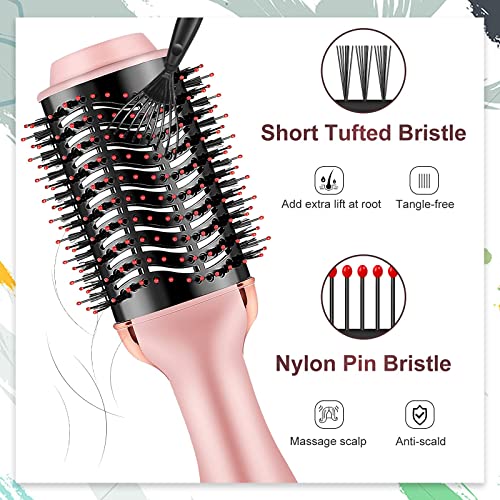 4-in-1 Hot Air Brush with Negative Ion for Hair Drying, Straightening & Curling