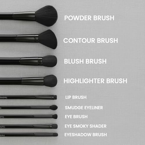 Essential Collection: 9-Piece Synthetic Makeup Brush Gift Set in Gloss Black for Face and Eyes?Ideal for Foundation, Powder, Blending, Blush, Bronzer, Eyeliner, and Eyeshadow