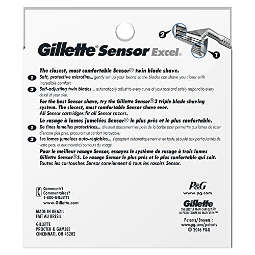 Gillette Sensor Excel Men's Razor Blade Refills Pack of 2 - 10 Count