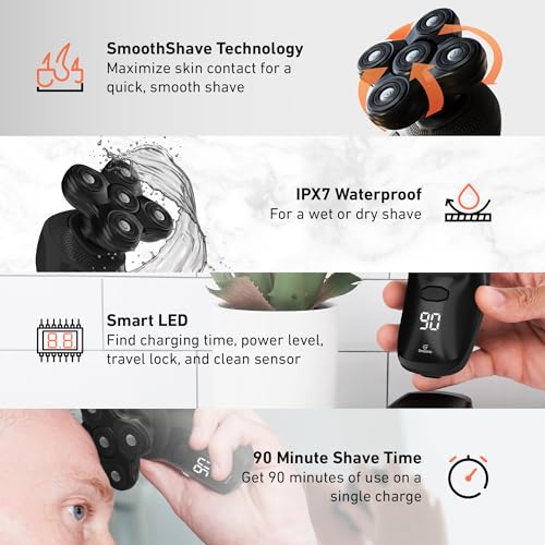Electric Head Shaver Kit with Pre-Shave Oil & Aftershave Serum - BaldiePro