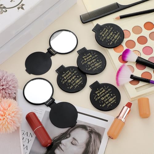 Huwena 100 Pcs Black Compact Mirrors Bulk Gift for Women, Employee Appreciation Gifts for Coworker Staff, Be Proud of The Work You Do, Goodie Bag Stuffers for Christmas, Team Building