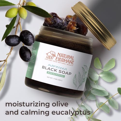 Natural Elephant Moroccan Black Soap With Eucalyptus Essential Oil 1kg (2.2 lbs) Bulk Size